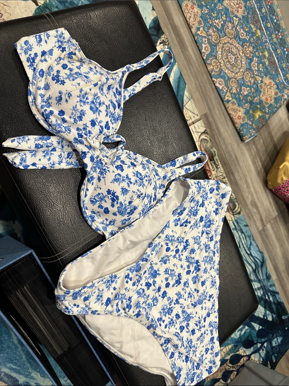 Blue Floral Two-Piece Bikini Set